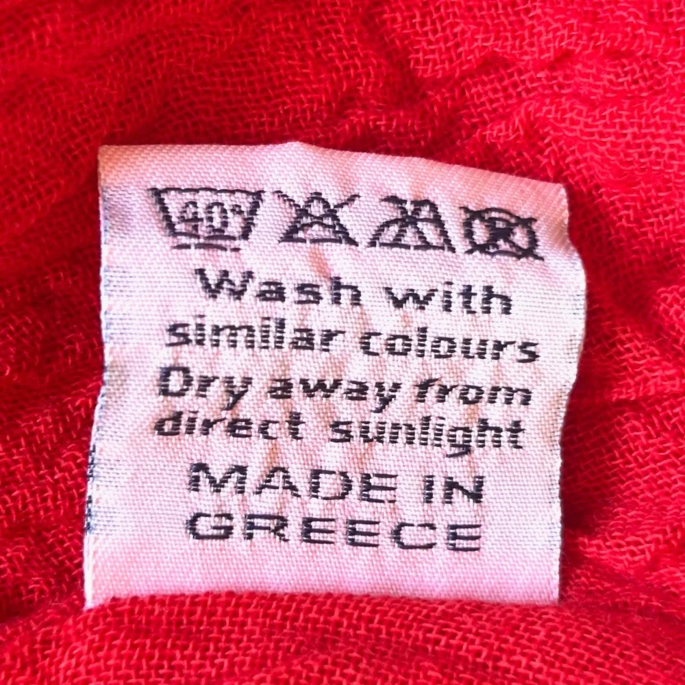 Super cute Grecian summer red cotton gauze one shoulder dress - Picture 5 of 5